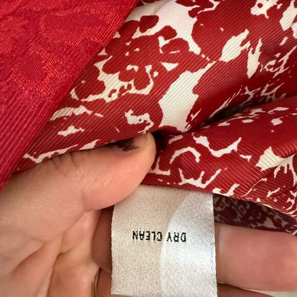 Talbots Printed Red Pea Coat Jacket Women's Size Petite Large Red - Picture 12 of 15